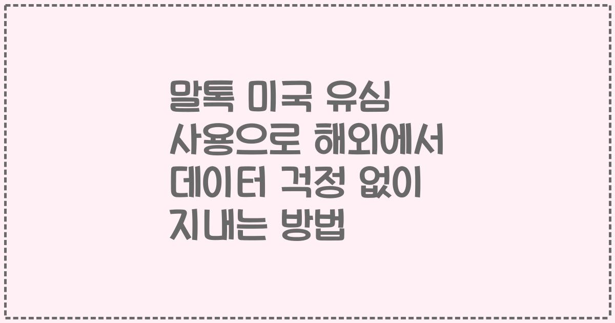 말톡 미국 유심 사용으로 해외에서 데이터 걱정 없이 지내는 방법