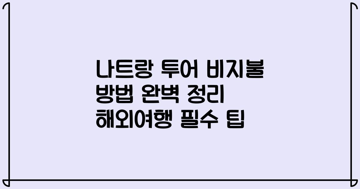 나트랑 투어 비지불 방법 완벽 정리 해외여행 필수 팁